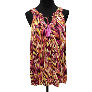 Willow Bay Multicolor Pink and Brown Top. Vibrant Summer Beach Vacation
